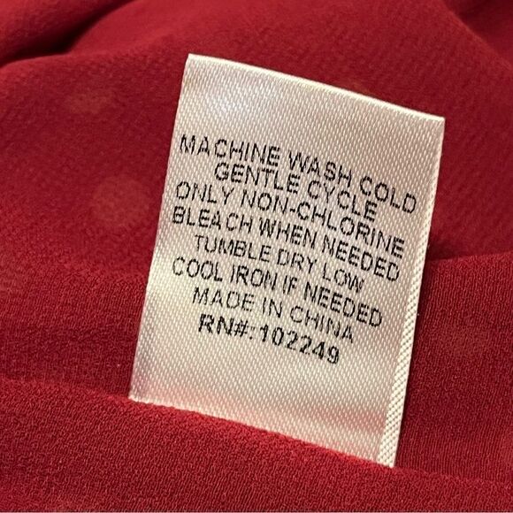 Skies Are Blue brick red and tan polka dot tie waist short length blouse size SP - Picture 12 of 14